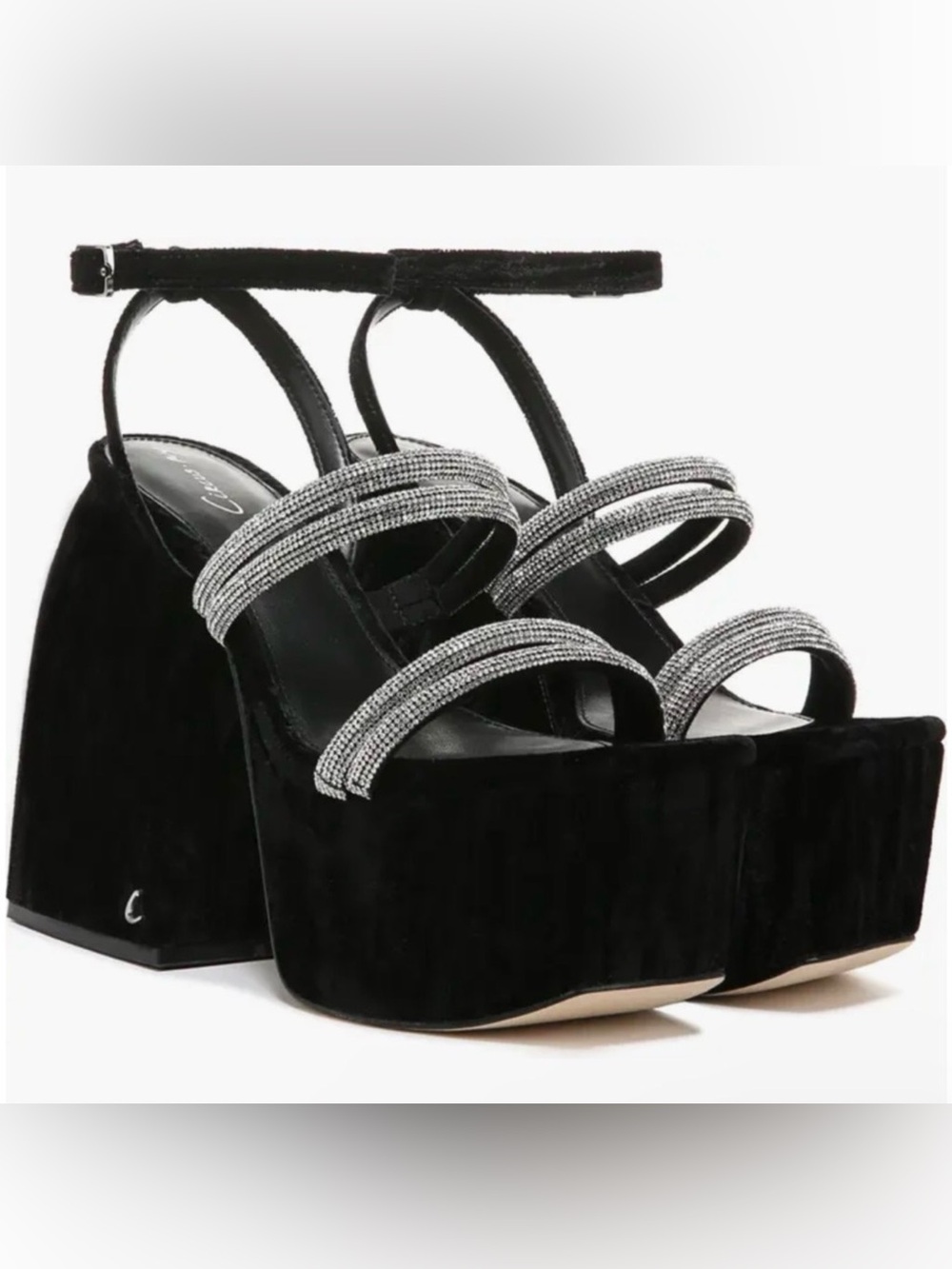 NIB Circus NY by Sam Edelman Mila Jewel Platform Heels Black Velvet Size 8M